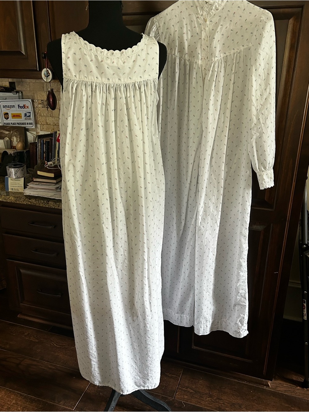 1990’s Eileen West 2Pc Cotton Maxi-length “Western Inspo” Night-Gown Set - Picture 6 of 11